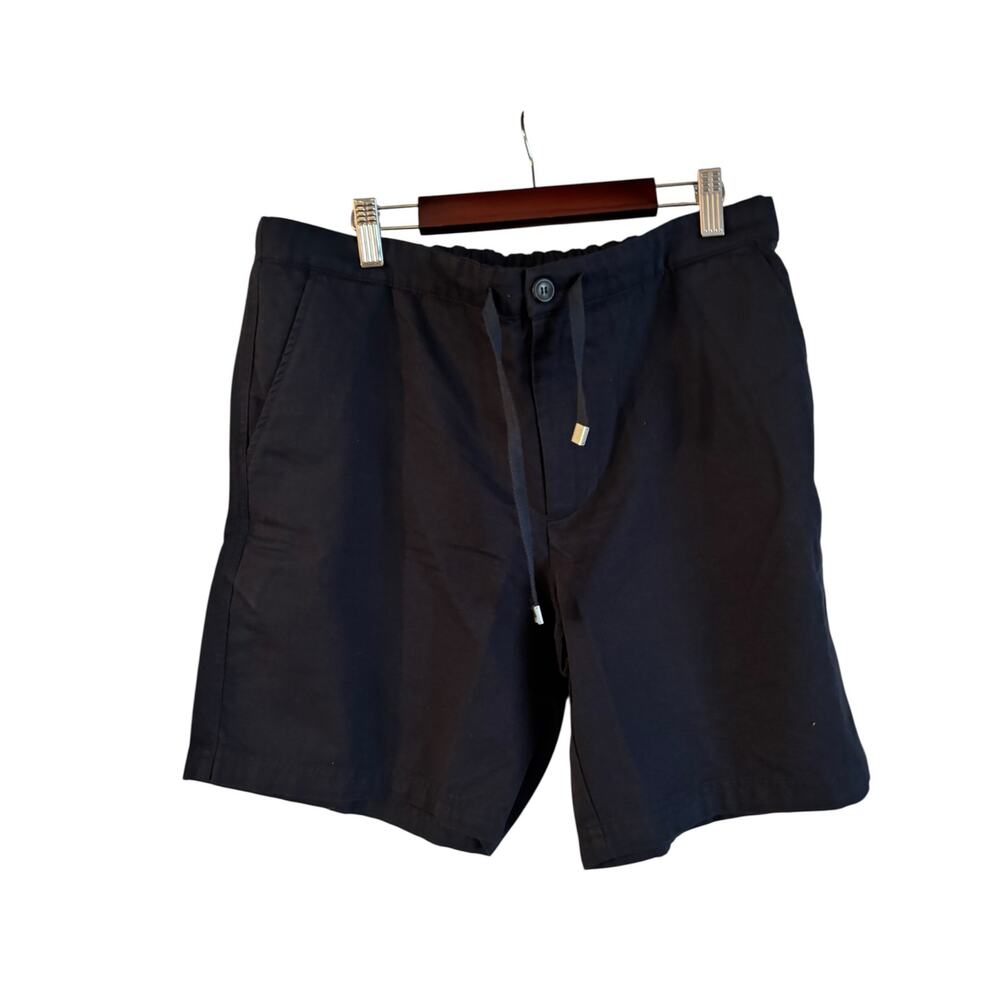 Mango Men’s Cotton Linen Blend Chino Shorts Drawstring Black Size 32 NWT Pockets